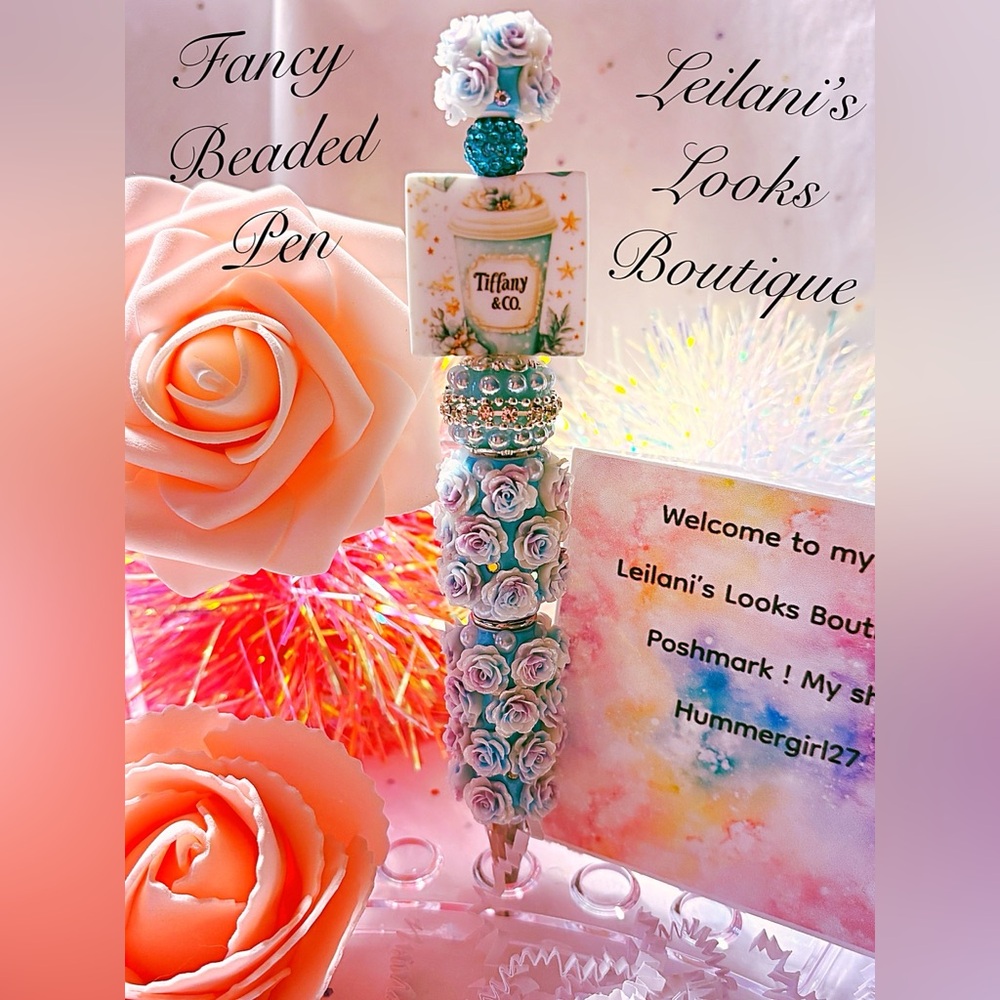 fancy beaded pen/gifts/flower pen/tea cup